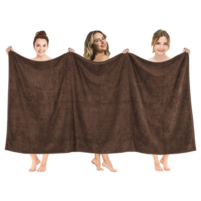 American Soft Linen 100% Cotton Oversized Bath Sheet, 40 in by 80 in Bath Towel Sheet, Brown