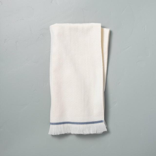 Textured Border Stitch Hand Towel Sour Cream/Faded Blue - Hearth & Hand™ with Magnolia