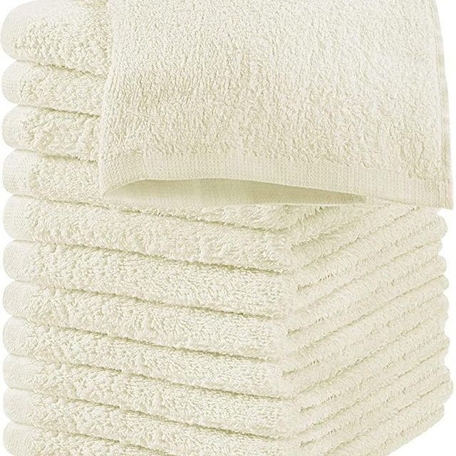 Utopia Towels Cotton Washcloths Set - 100% Ring Spun Cotton, Premium Quality Flannel Face Cloths, Highly Absorbent and Soft Feel Fingertip Towels (12 Pack, Ivory)