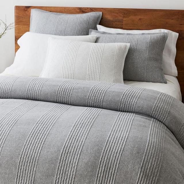 Jersey Linear Duvet, Full/Queen, Medium Heather Gray