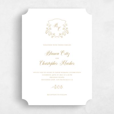 Yellow Ticket Wedding Invitation - Estera Portrait