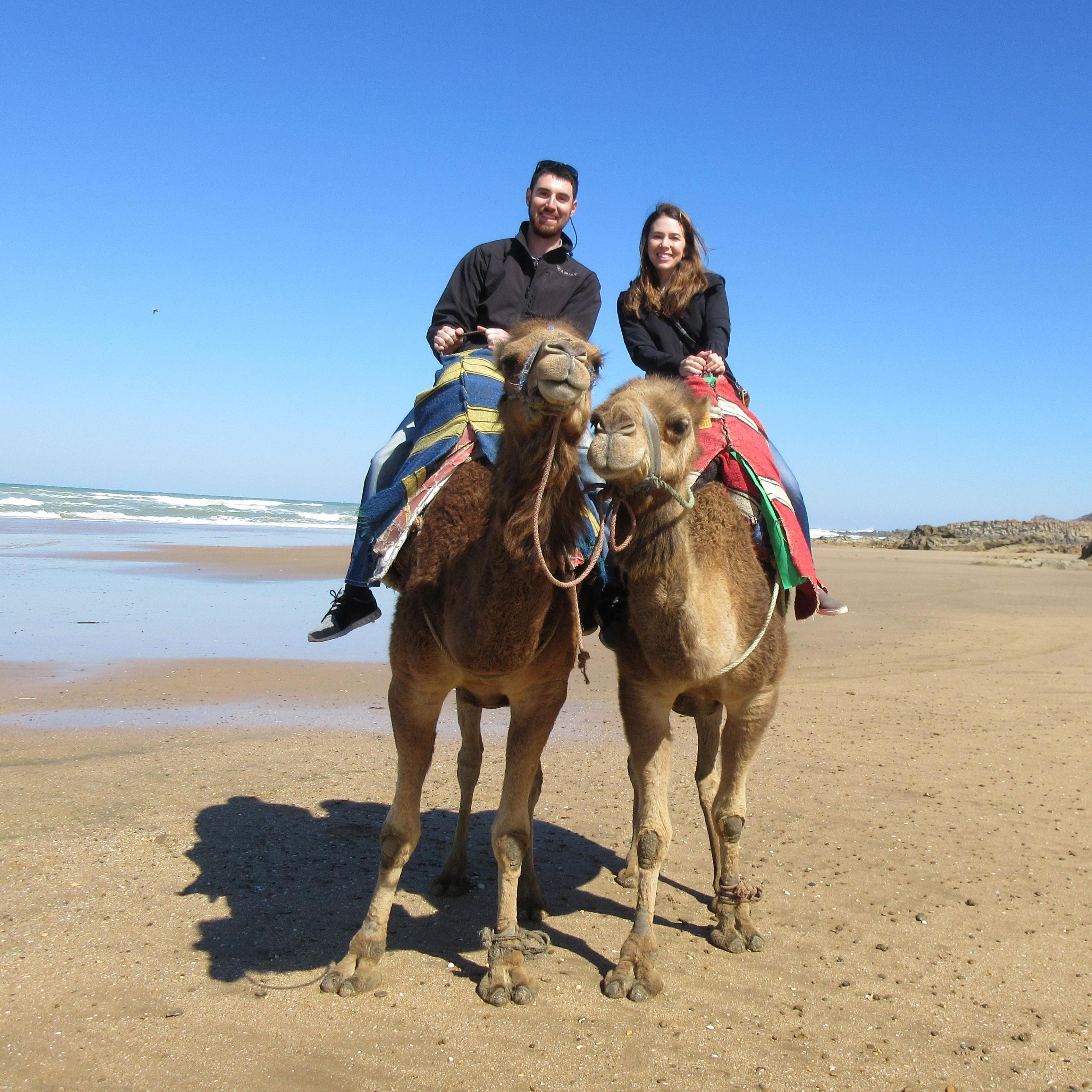 Riding camels in Morocco
