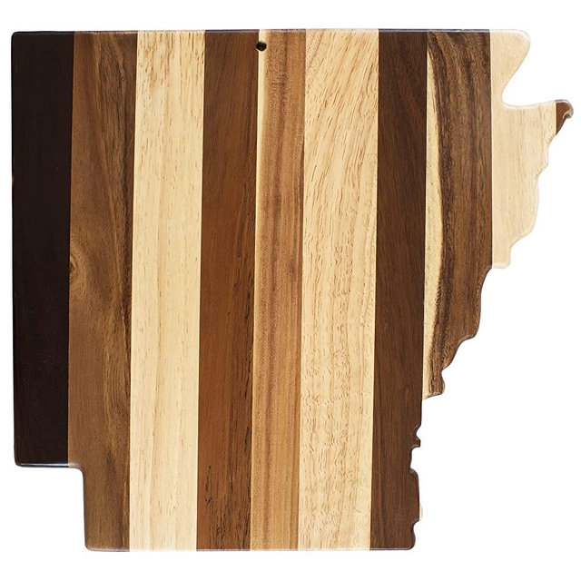 Totally Bamboo Rock & Branch Series Shiplap Arkansas State Shaped Wood Serving and Cutting Board | Great for Wall Art