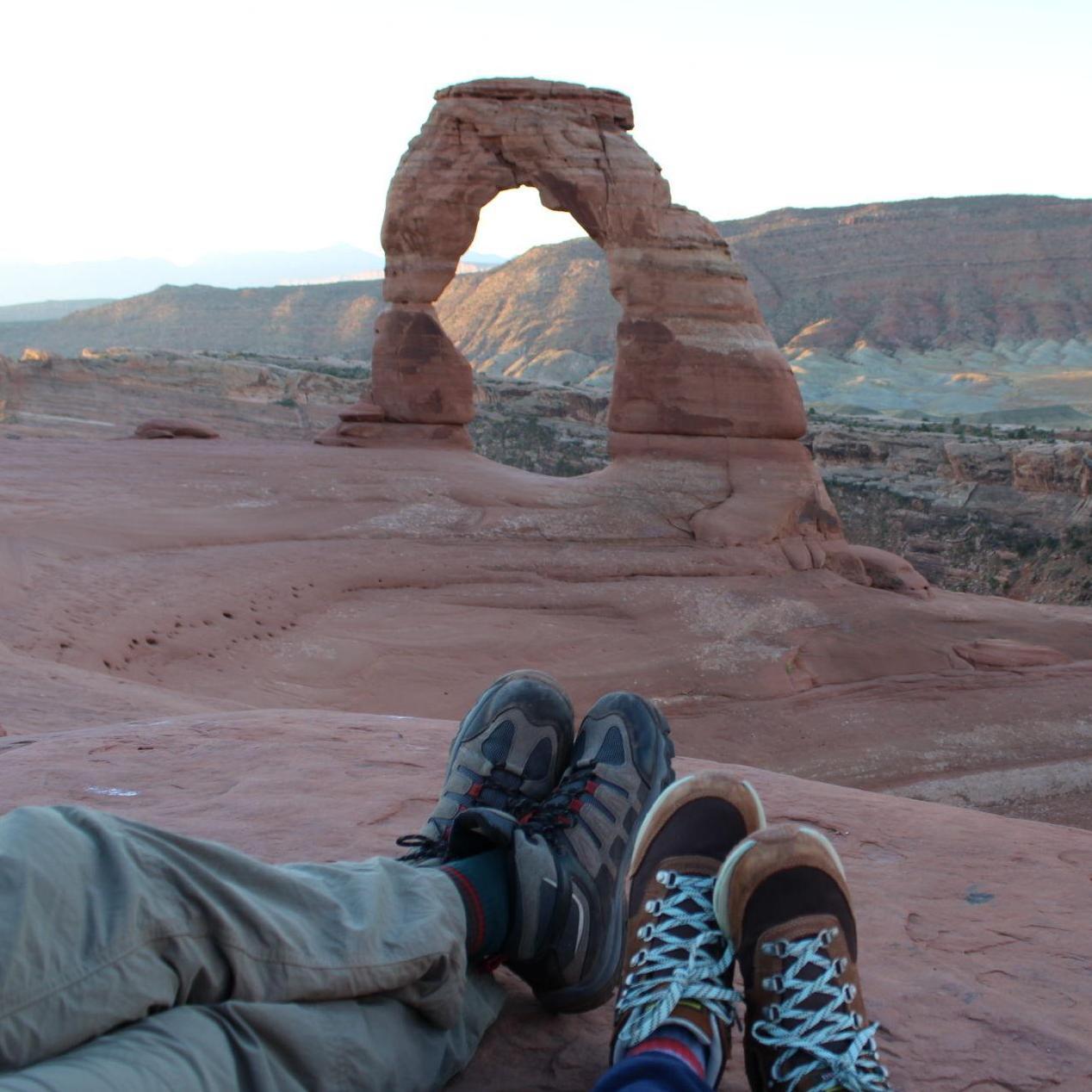 Sunrise hike at Delicate Arch at Arches NP