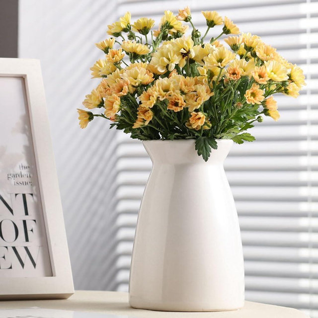 White Ceramic Vase-Flower Vase for Centerpirces, Modern Decor Vase Minimalism White vase for Home Decoration/Entryway/Mantel/Bookshelf