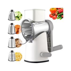 Rotary Cheese Grater with 4 Blades (White and Grey, 4 Graters)