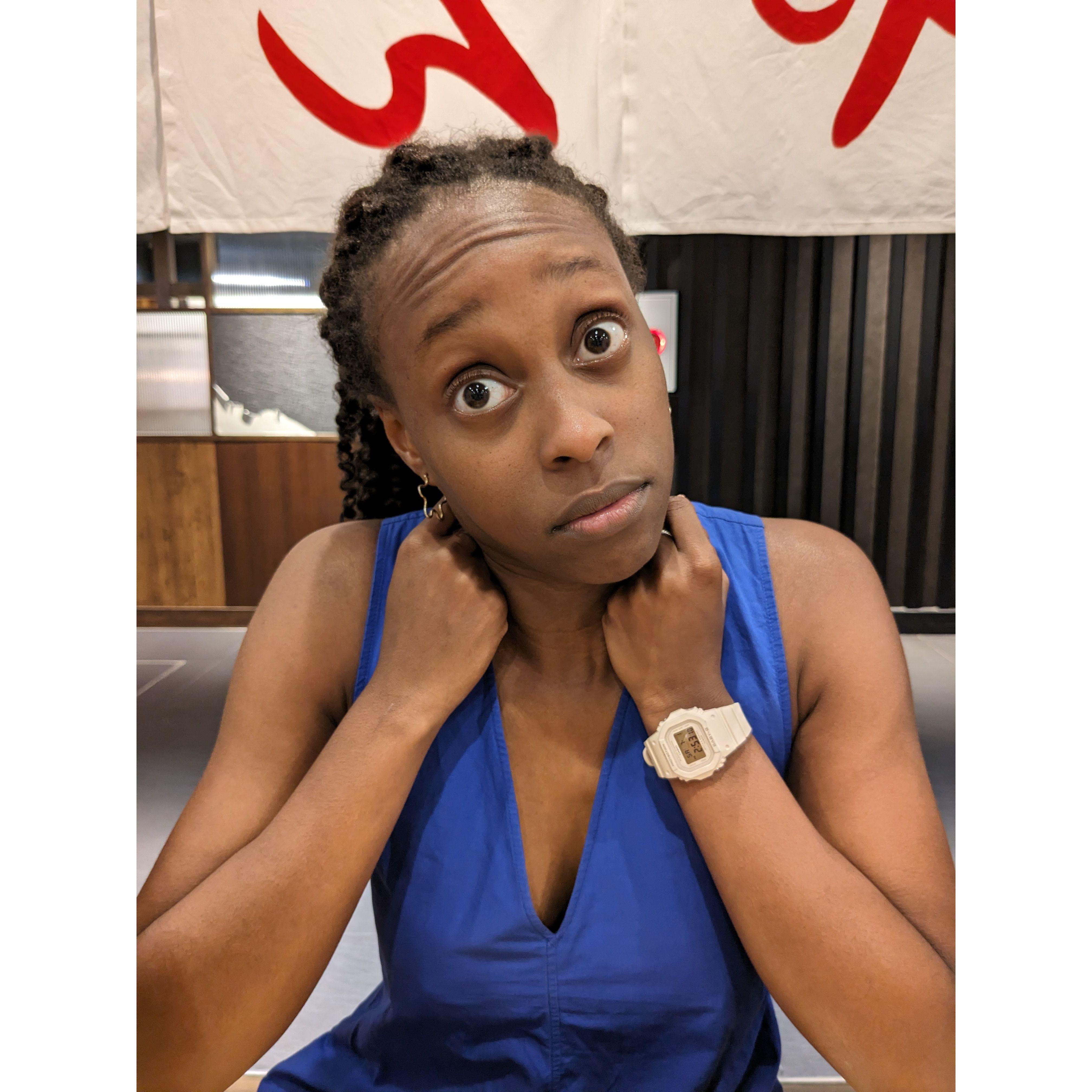 One of Lauren's stock faces when I speak.