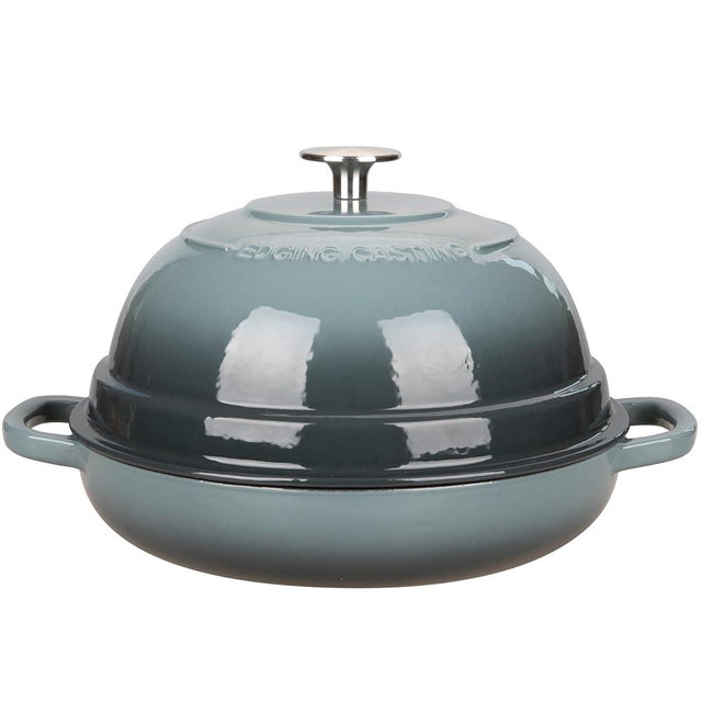 EDGING CASTING Enameled Cast Iron Dutch Oven Pot with Lid, Round Bread Oven for Homemade Sourdough Bread Baking, 6 Quart, Slateblue