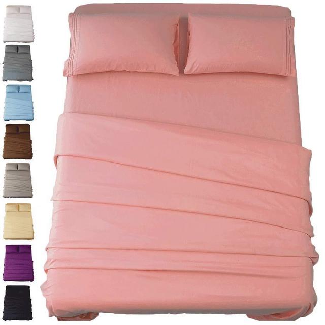 SONORO KATE Bed Sheet Set Super Soft Microfiber 1800 Thread Count Luxury Egyptian Sheets 16-Inch Deep Pocket，Wrinkle and Hypoallergenic-4 Piece (Coral, Queen)
