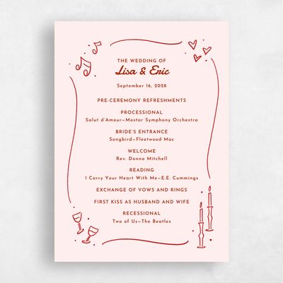 Pink Wedding Program - Aubrey