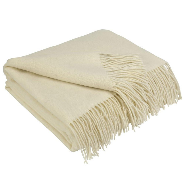 LYHome Cashmere Blanket with Merino - Luxury Wool Throw Soft Cozy and Warm, Decorative Throws Couch Bed Sofa, Warmest Blankets for Travel Camping & Cold Weather (55x79 | White Herringbone)