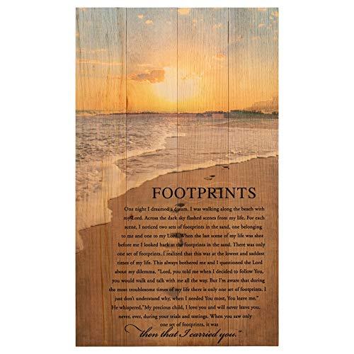 P. Graham Dunn Footprints in The Sand Beach Scene 24 x 14 Wood Pallet Design Wall Art Sign Plaque