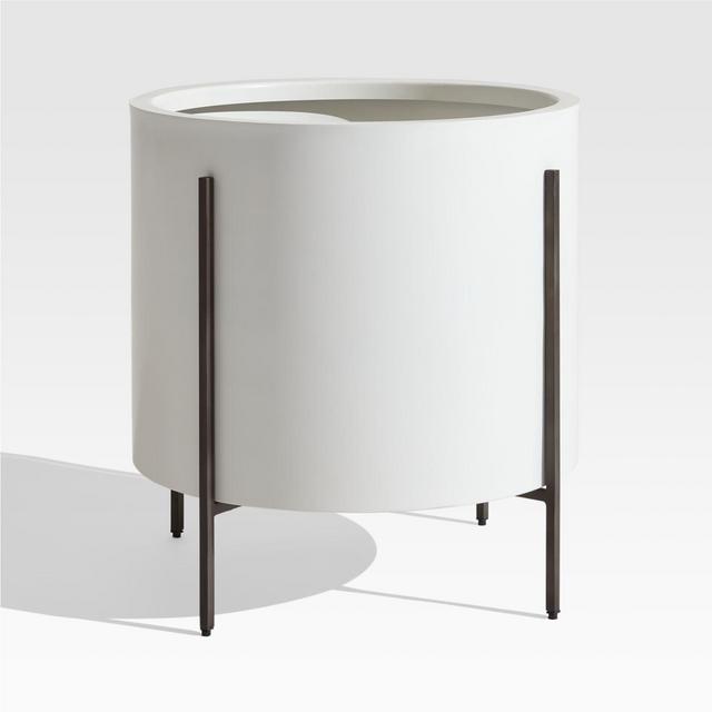 Dundee Low White Indoor/Outdoor Planter with Stand 20"
