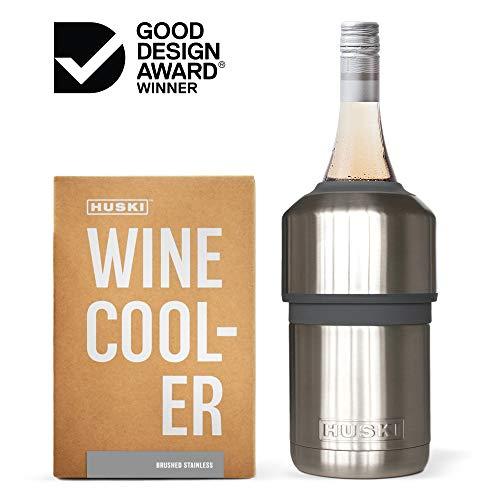 Huski Wine Cooler | Premium Iceless Wine Chiller | Keeps Wine or Champagne Bottle Cold up to 6 Hours | Award Winning Design | New Wine Accessory | Perfect Gift for Wine Lovers (Brushed Stainless)