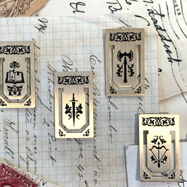 Brass page markers set, index tabs, brass clips, journal clips, journal tabs, dnd journal, planner tab, brass bookmark