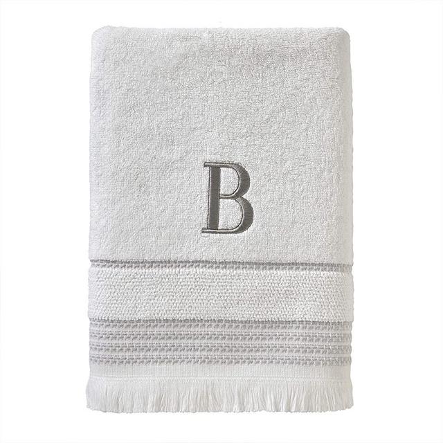 SKL HOME by Saturday Knight Ltd. Casual Monogram Bath Towel, B, 28x54, White