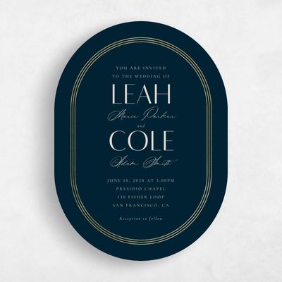 Darkest Teal, Blue Wedding Invitation - Tatum Portrait Foil