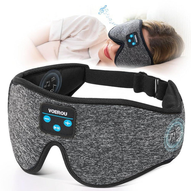 Voerou Sleep Mask with Bluetooth Headphones, Zero Pressure Wireless Sleeping Eye Mask, 100% Light Blocking Sleep Headphones for Side Sleepers, Suitable for Sleep Nap Travel, Cool Gadgets Unique Gifts