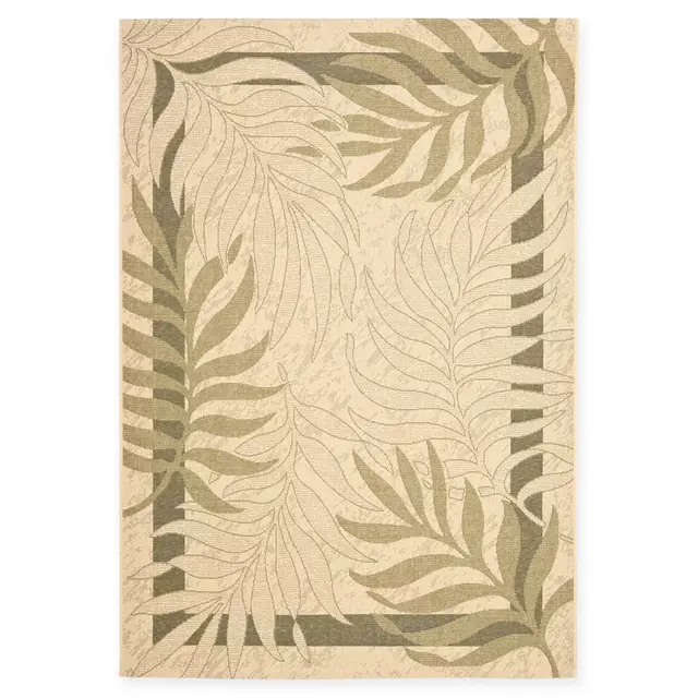Safavieh Courtyard 4-Foot x 5-Foot 7-Inch Erika Indoor/Outdoor Rug in Cream/Green