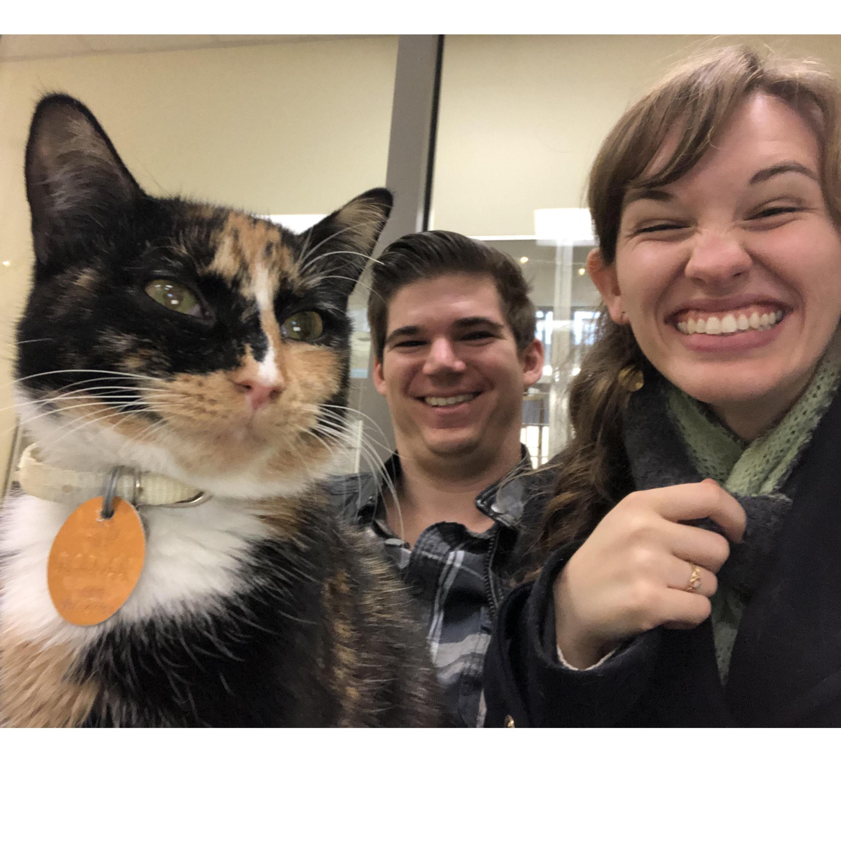 Matt took Elizabeth to the Humane Society to pet cats on their first anniversary. This cat was the coolest.