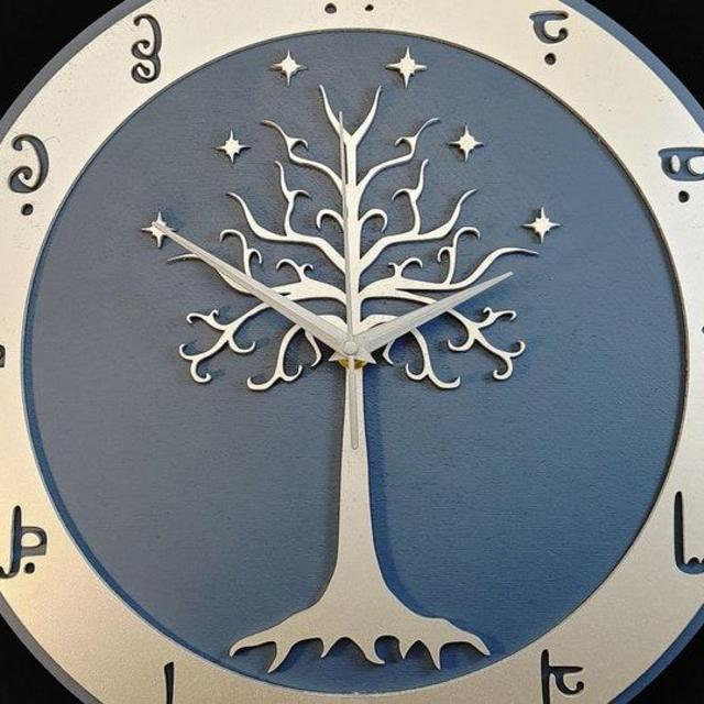 12" Elven Tree Clock (Blue/Silver)