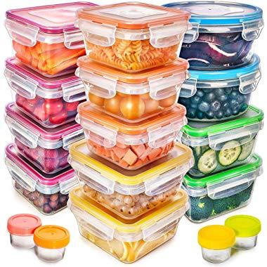 Food Storage Containers with Lids - Plastic Food Containers with Lids - Plastic Containers with Lids Storage (17 Pack) - Plastic Storage Containers with Lids Food Container Set BPA-Free Containers