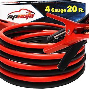 AA-003-1 - EPAuto 4 Gauge x 20 Ft 500A Heavy Duty Booster Jumper Cables with Travel Bag and Safety Gloves (4 AWG x 20 Feet)