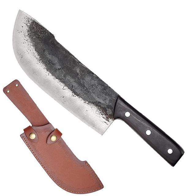 OYEZI Butcher Knife Handmade Cleaver Serbian Forged Knife 7.5nch Chef Meat Knife Kitchen Wood Handle Kitchen Knife Forge Steel Kicthen Knife with sheath