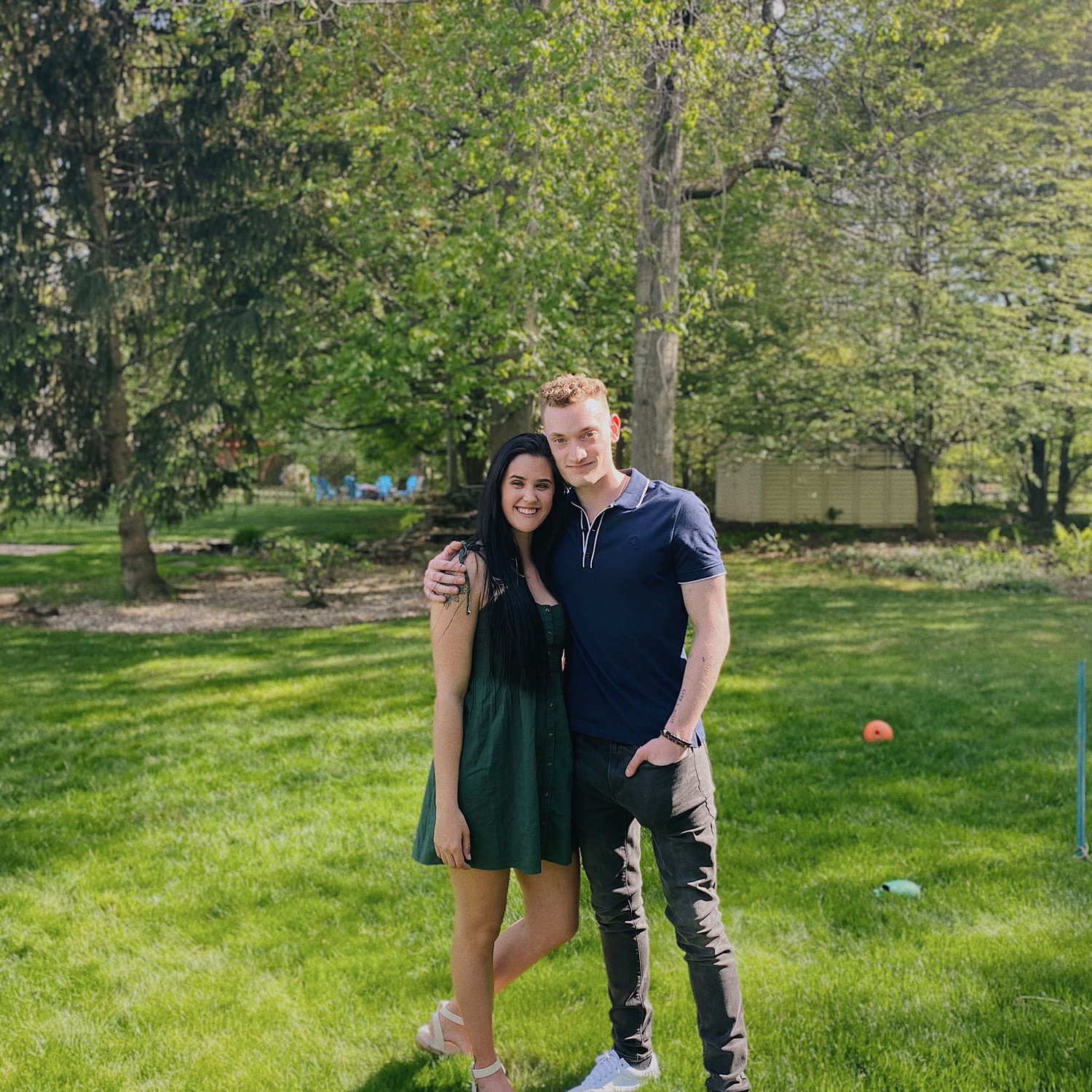Our first photo together at Zack and Becca's engagement party!