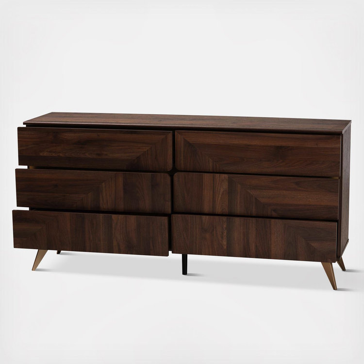 Baxton Studio, Graceland Mid-Century Modern 6-Drawer Dresser | Zola
