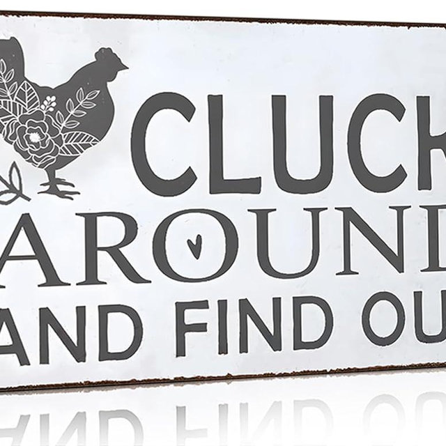 Smilelife Funny Chicken Cluck Around and Find Out Tin Sign for Home Farm Chicken Coop Farmhouse Kicthen Garden Decor 8 X 12 Inch (3021)