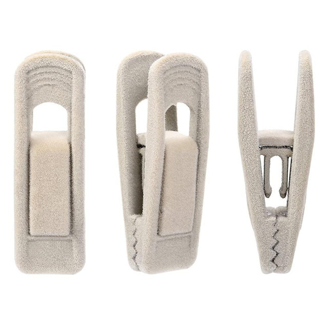Corodo Velvet Hangers Clips 20 Pack, Ivory Pants Hangers Velvet Clips, Strong Finger Flocked Clips Perfect for Use with Slim-line Clothes Velvet Hangers