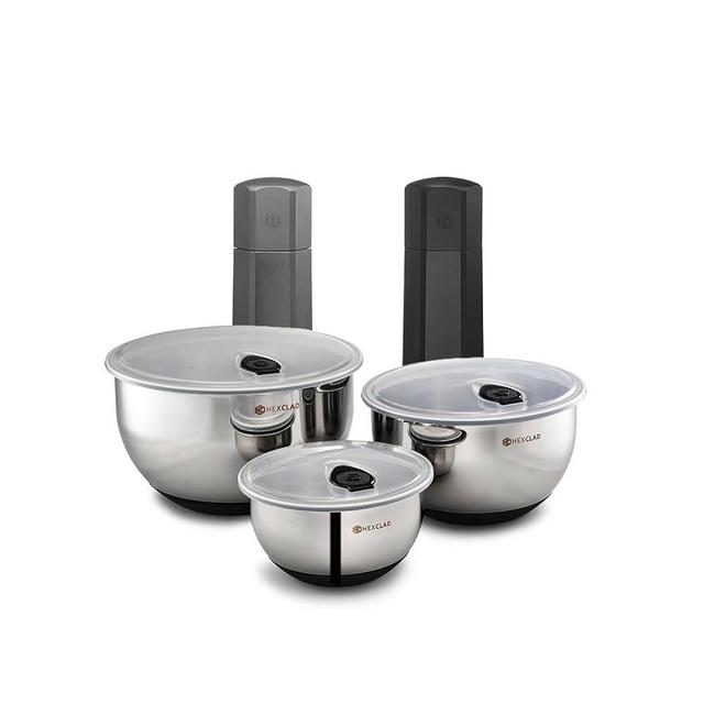 HexClad Mise En Place Set, Salt and Pepper Mills with 3 Mixing Bowls Bundle