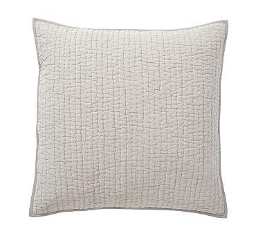 Stonewashed Cotton Pick-Stitch Sham - Gray
