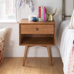Mid-Century Solid Wood Nightstand Collection (1 Drawer)
