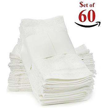 Royal Wash Cloth Towels, 60-Pack, 100% Natural Cotton, 12 x 12, Soft and Absorbent, Machine Washable, White (60-Pack)