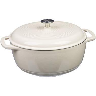 AmazonBasics Enameled Cast Iron Dutch Oven - 6-Quart, White