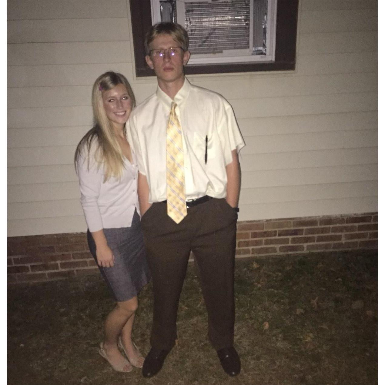 We dressed up for Halloween as Dwight and Angela from The Office, one of our favorite tv shows.