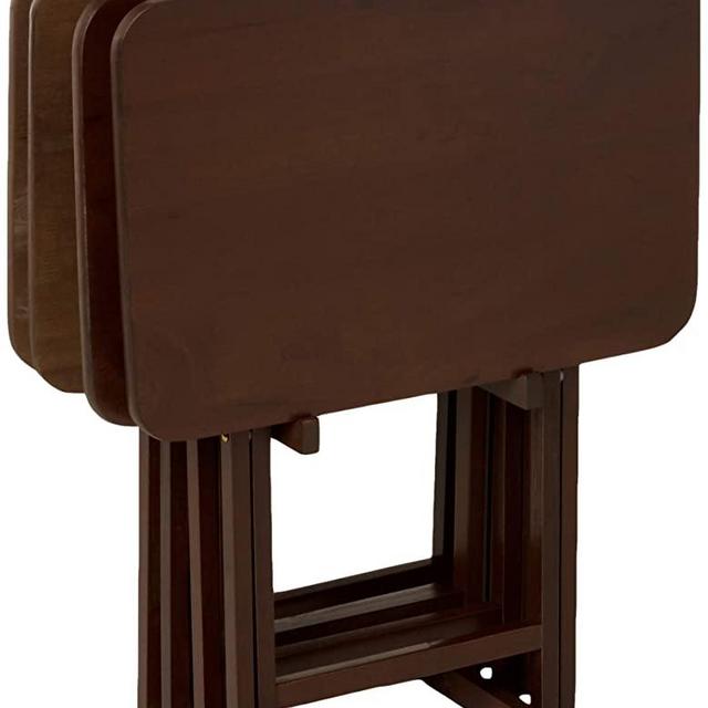 PJ Wood 5 Piece Large Rectangular Folding TV Tray & Snack Table - Walnut