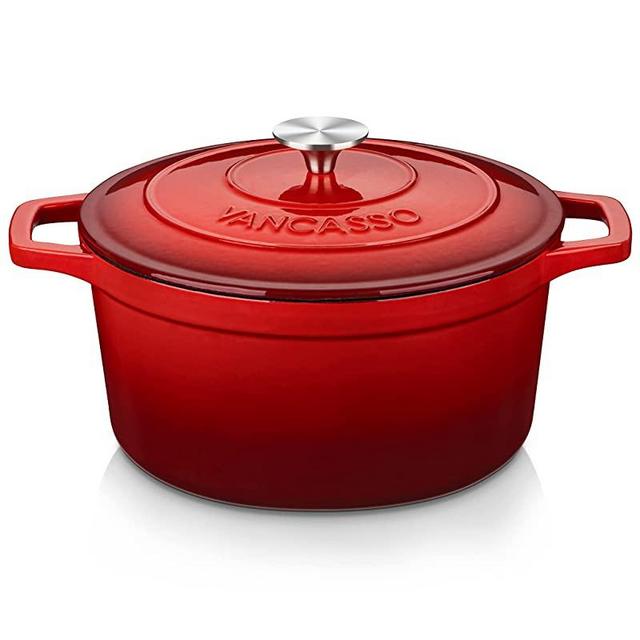 vancasso Enameled Cast Iron Dutch Oven, 6 QT Dutch Oven Pot with Lid, Round Enamel Dutch Oven for Bread Baking, Non Stick Enamel Coating, Pot's Body Cast Iron, Good Sealing, for All Heat Source