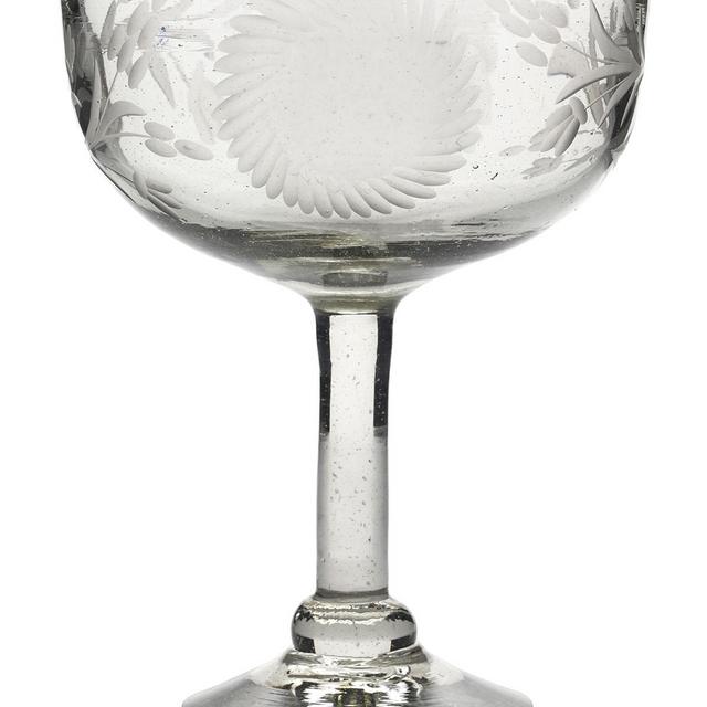 Jan BarboglioMargarita Glass with Sunflower Etched Pattern