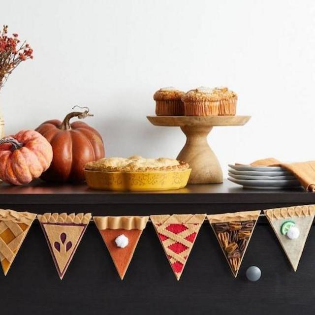 Thanksgiving assorted pies fall felt Garland banner bunting decoration for mantel