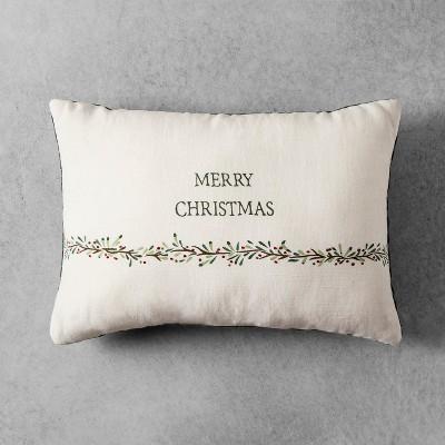 Product description page - Merry Christmas Embroidered Throw Pillow (14"x20") - Hearth & Hand™ with Magnolia