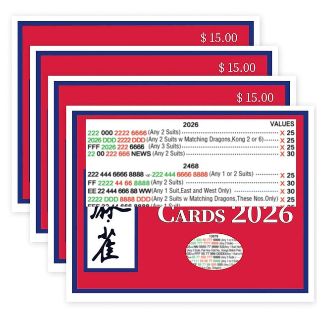 AOERT 2026 NMJL Mah Jong Card Official Revision - Large Print - 4PCS