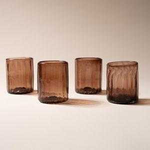 Set of 4 Tall Ripple Recycled Glassware | East Fork - Color: Walnut