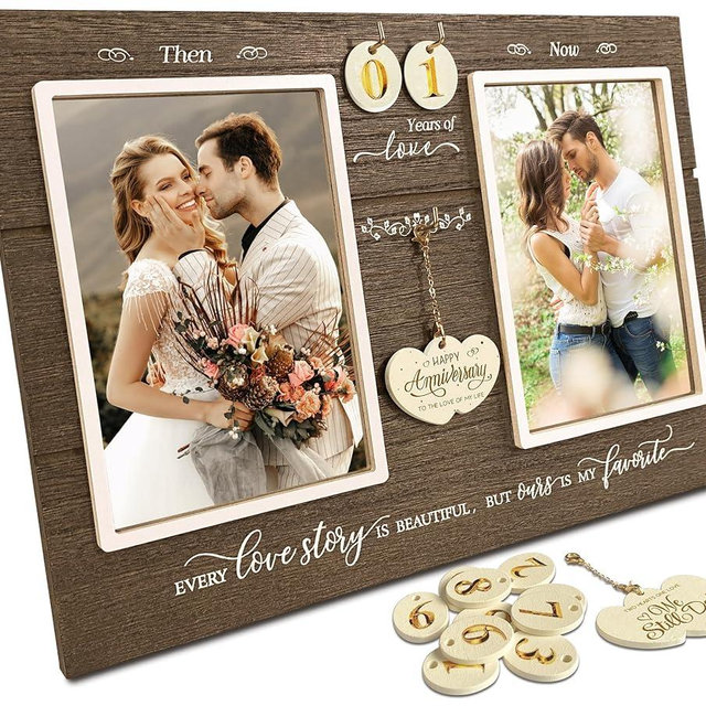 A'arkaJ Anniversary Wedding Gifts for Couple Parents Wife Husband. (1-99) Years Then & Now Anniversary Picture Frames(3 Options).