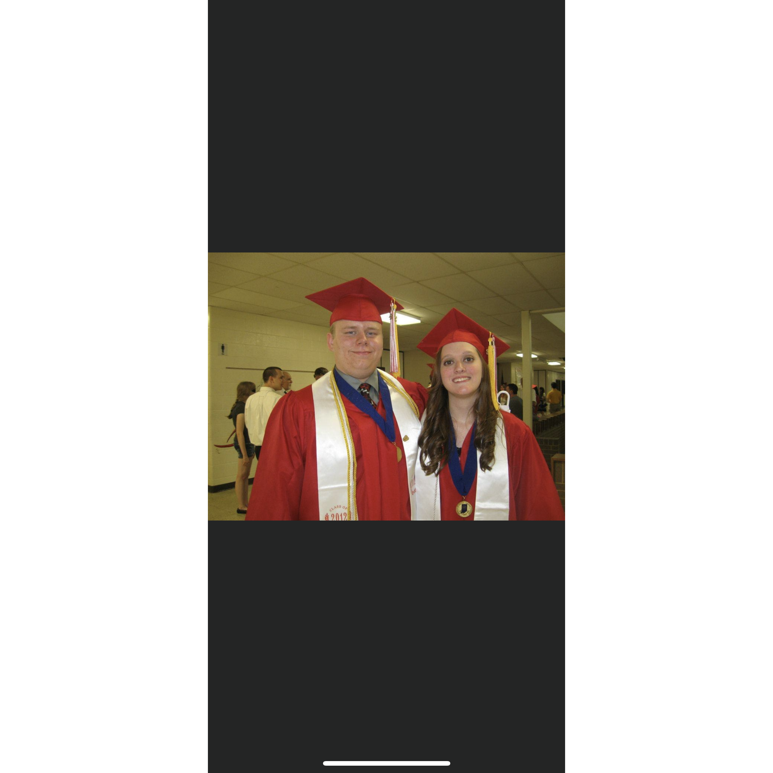 Our first photo together! Here's to you, our dear ole MHS