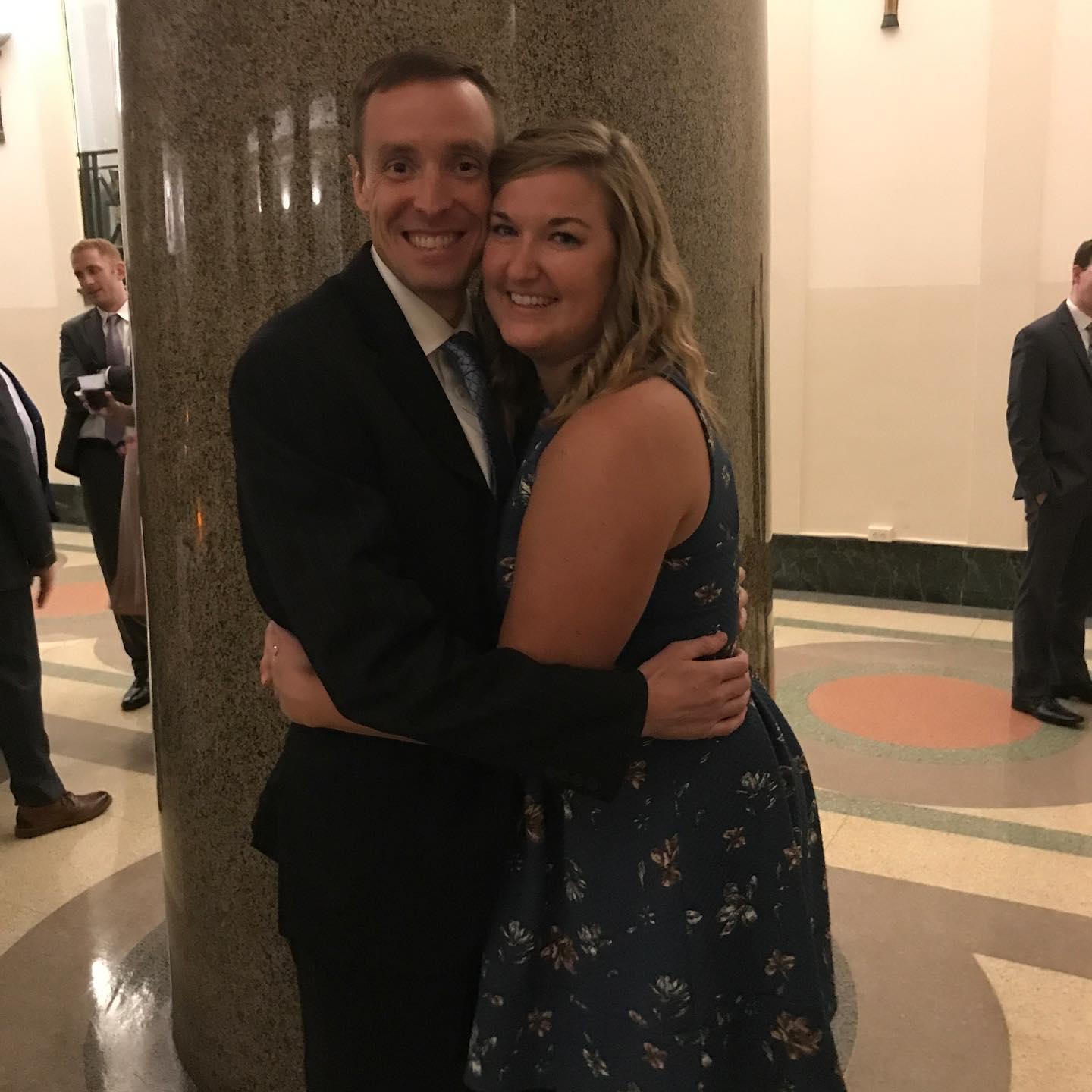 First picture as a couple together- at a friends wedding! Officially began dating. Oct 2017