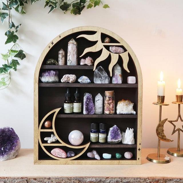 Moon Shelf, Moon Phase Shelves, Sun and Moon Shelves, Crystal Display, Geometric Shelf, Crystal Shelf