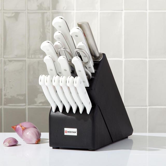 Wusthof ® Gourmet White 18-Piece Knife Set with Black Block
